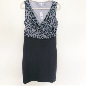 NWT NY&C Dress Gray Leopard Print Ruffle Top 12